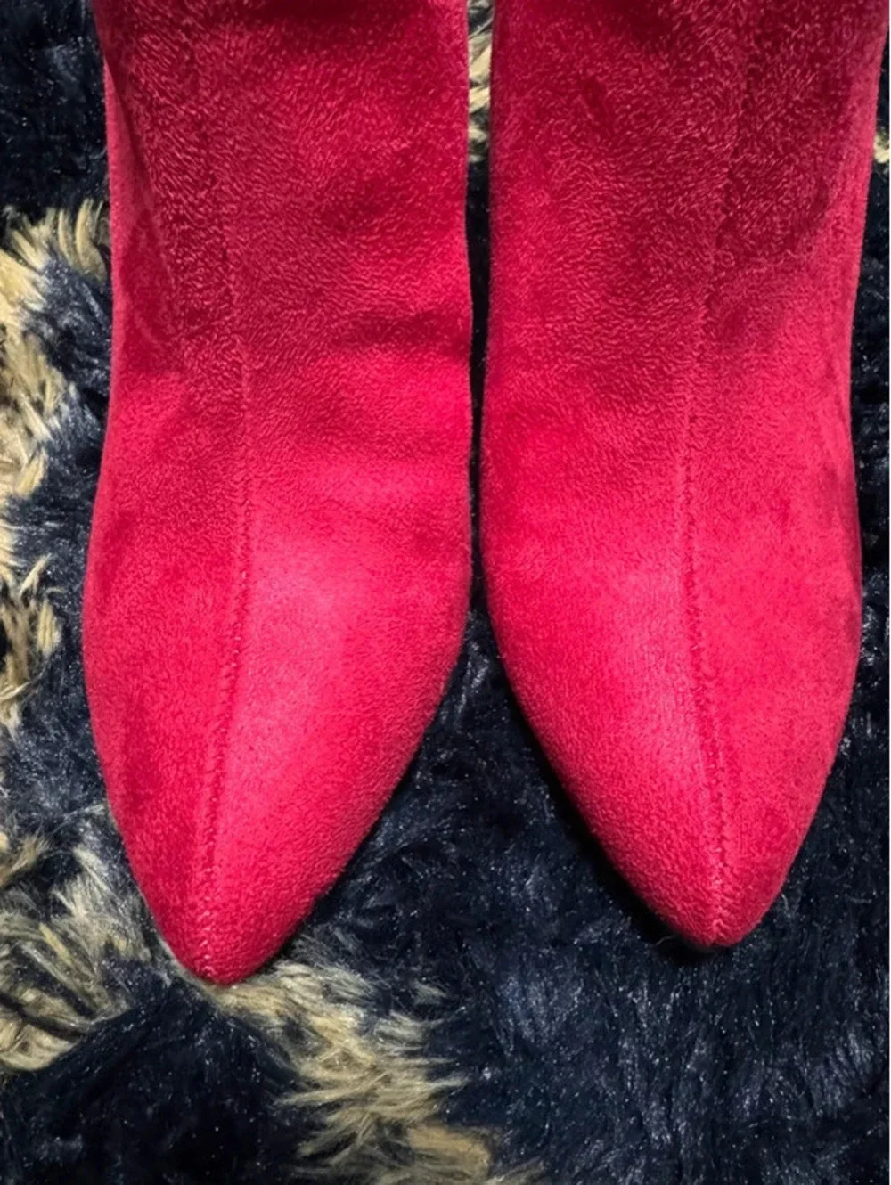 Women's Red Dream Pairs Red Suede Ankle Boots With Zipper Size 5